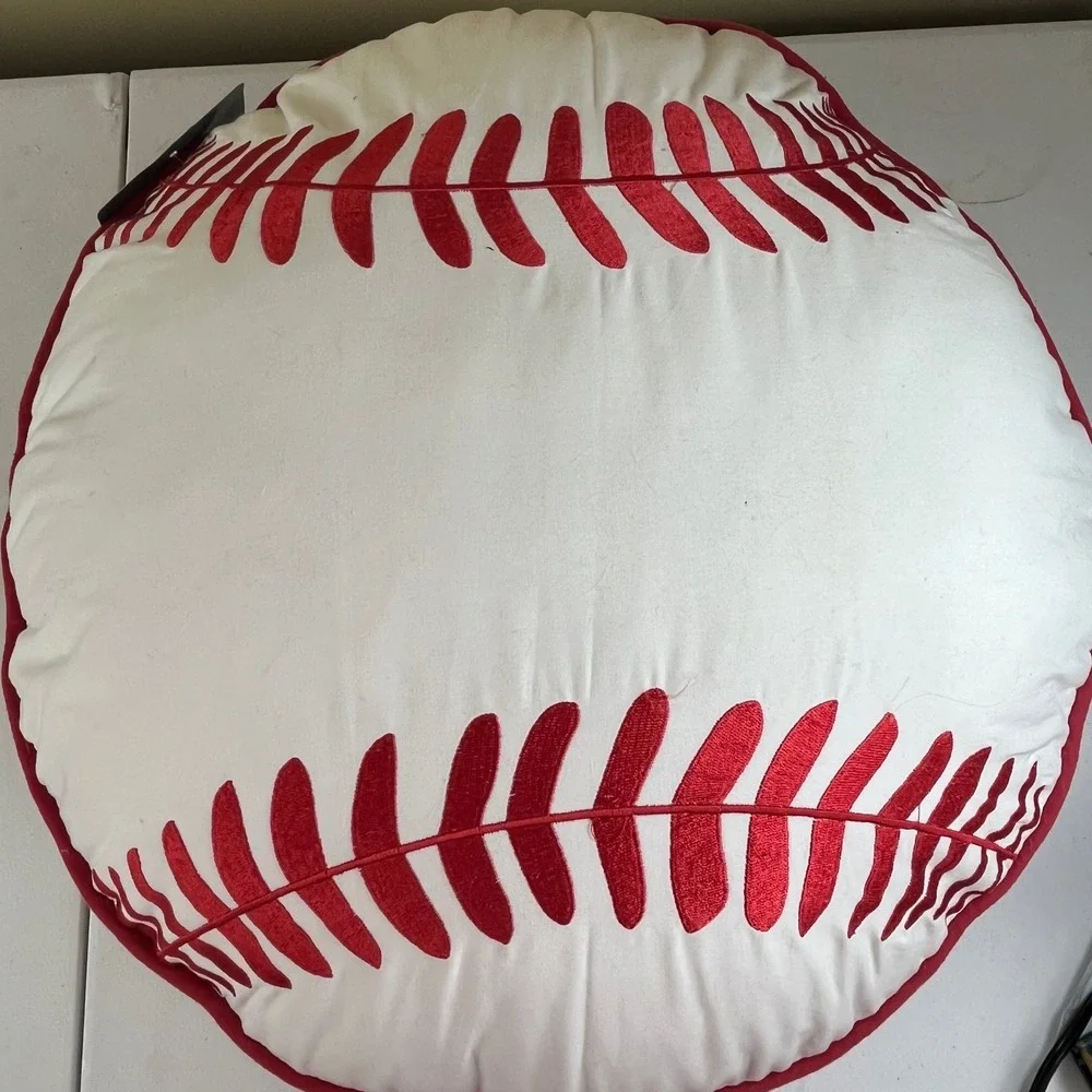 Boy Zone Baseball Decorative Pillow Red and White 17 Inch New